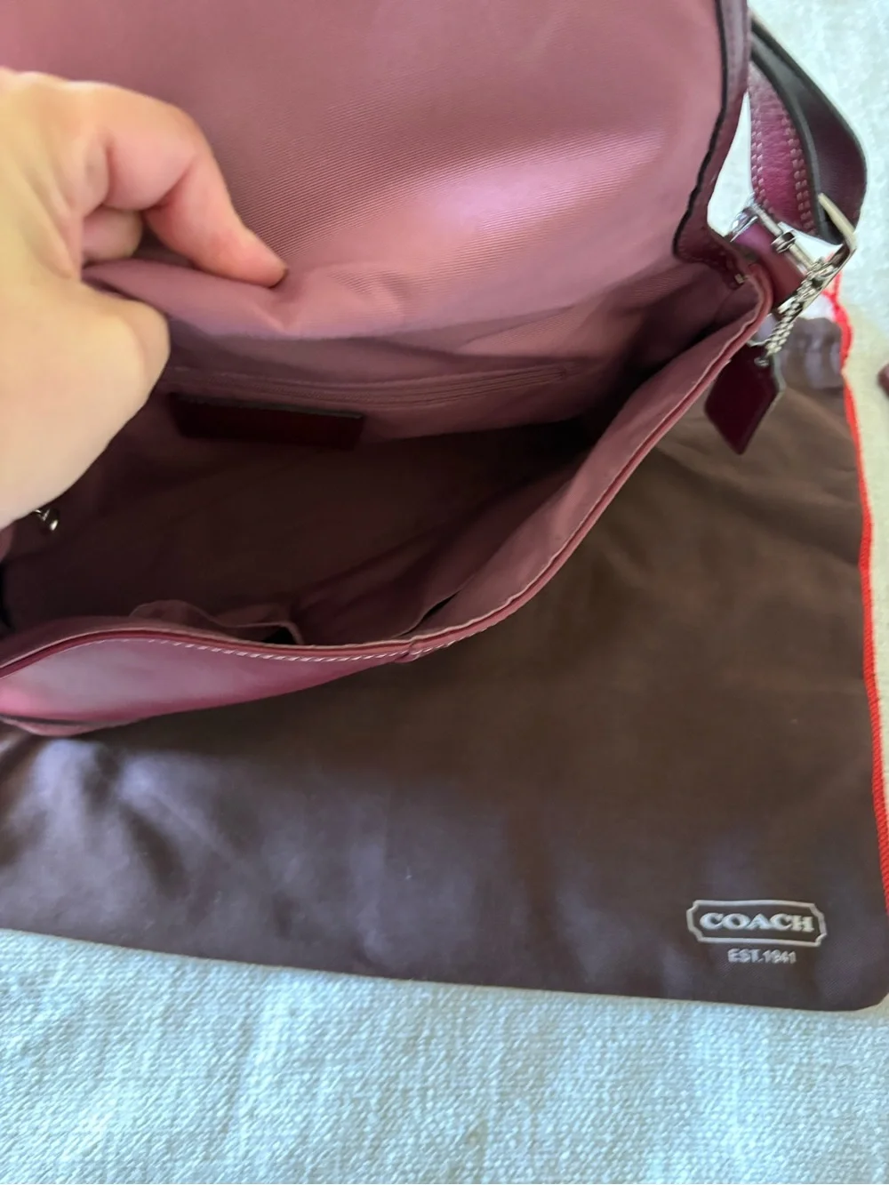 Coach Burgundy Handbag & Wallet w/ Dustbag